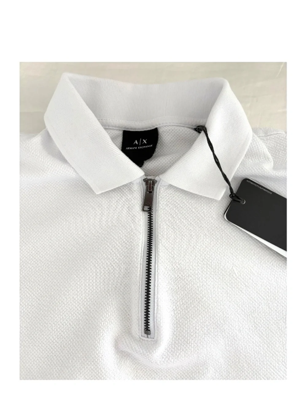 ARMANI EXCHANGE AX Zip Polo in White (Size: XS Slim-Short) NEW $120 MSRP